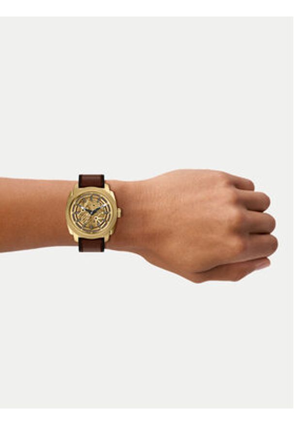Fossil Zegarek Machine ME3278 Brązowy. Kolor: brązowy. Materiał: skóra
