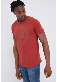 Tom Tailor - T-shirt bawełniany. Okazja: na co dzień. Kolor: czerwony. Materiał: bawełna. Wzór: nadruk. Styl: casual