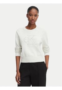 Calvin Klein Jeans Sweter LV047G322G Kremowy Regular Fit. Kolor: kremowy. Materiał: bawełna #1