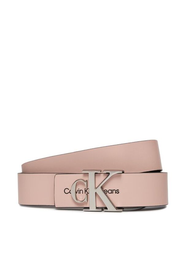 Calvin Klein Jeans Pasek Damski Monogram Hardware 30Mm K60K610281 Różowy. Kolor: różowy. Materiał: skóra