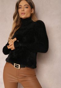 Renee - Czarny Golf Wełniany Kedrindas. Typ kołnierza: golf. Kolor: czarny. Materiał: wełna. Długość rękawa: długi rękaw. Długość: długie #5