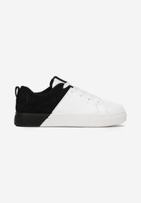 Renee - Biało-Czarne Sneakersy Sznurowane na Płaskiej Grubszej Podeszwie z Cyrkoniami Hanuel. Kolor: biały #3