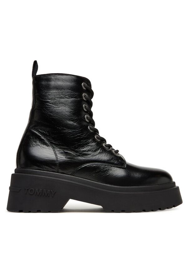 Tommy Jeans Botki Tjw Chunky Shiny EN0EN02848 Czarny. Kolor: czarny. Materiał: skóra