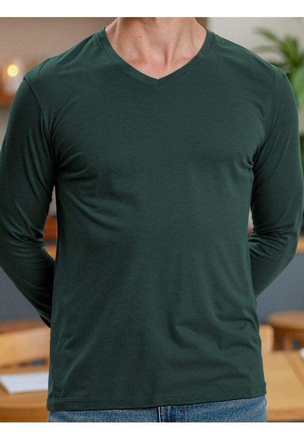 Sinsay - Bawełniana koszulka basic - zielony. Kolor: zielony. Materiał: bawełna