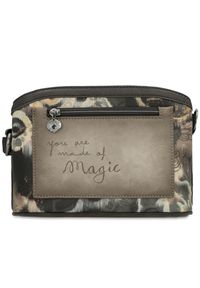 Torebka damska Anekke, mała bogato zdobiona we wzory zapinana na zamek z regulowanym paskiem, szara, 41703-258. Kolor: szary. Wzór: aplikacja. Dodatki: z breloczkiem. Materiał: zdobione. Styl: boho. Rodzaj torebki: na ramię #9
