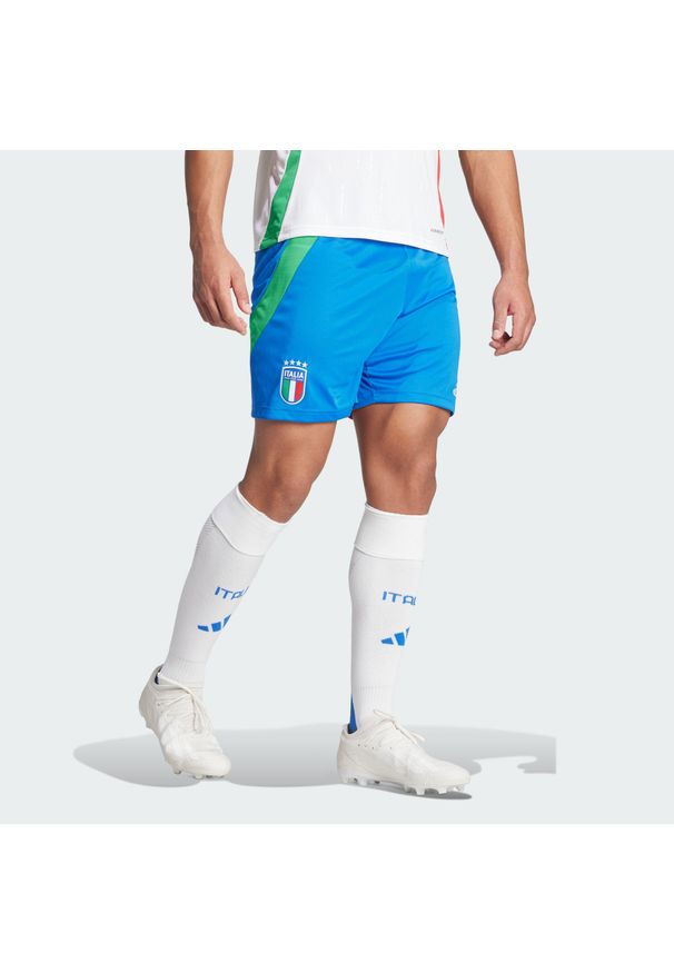 Adidas - Szorty Italy 24 Away. Kolor: niebieski. Materiał: materiał. Sport: piłka nożna