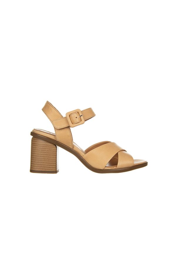 Sandały Bayla-161 050 824 3022 Scissors 161329, Beżowy, Skóra naturalna - 40. Zapięcie: pasek. Kolor: beżowy. Materiał: skóra. Wzór: gładki. Obcas: na obcasie. Wysokość obcasa: średni