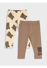 Sinsay - Ocieplane legginsy 2 pack - kremowy. Kolor: kremowy. Materiał: dzianina