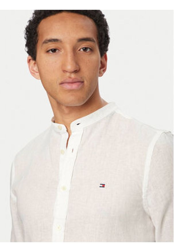 TOMMY HILFIGER - Tommy Hilfiger Koszula MW0MW39271 Biały Slim Fit. Kolor: biały. Materiał: len