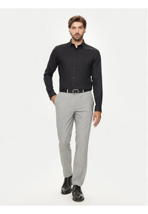 Jack & Jones - Jack&Jones Koszula Joe 12260426 Czarny Slim Fit. Kolor: czarny. Materiał: syntetyk, bawełna
