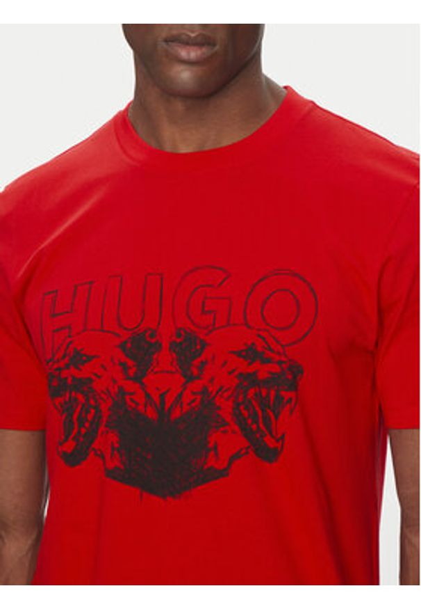 Hugo - HUGO T-Shirt 50538257 Czerwony Regular Fit. Kolor: czerwony. Materiał: bawełna