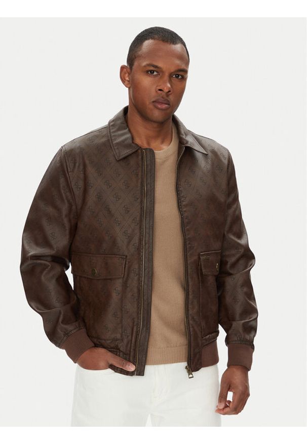 Guess Kurtka z imitacji skóry M5YL01 WGUC0 Brązowy Regular Fit. Kolor: brązowy. Materiał: syntetyk