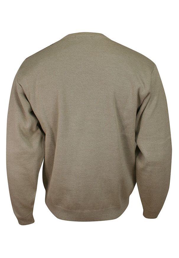 Kings - Sweter Beżowo-Czarny, w Kratkę, Szachownicę, Okrągły Dekolt (U-neck) -KINGS- Męski. Kolor: beżowy, brązowy, wielokolorowy. Materiał: bawełna, akryl. Wzór: kratka. Sezon: jesień, zima. Styl: klasyczny
