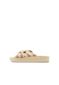 Flip*Flop - Klapki basenowe damskie Flip Flop Wedgy Twist. Okazja: na plażę. Kolor: beżowy. Styl: sportowy