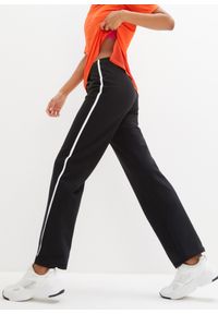bonprix - Spodnie dresowe z czystej bawełny. Kolor: czarny. Materiał: dresówka, bawełna. Styl: sportowy #1
