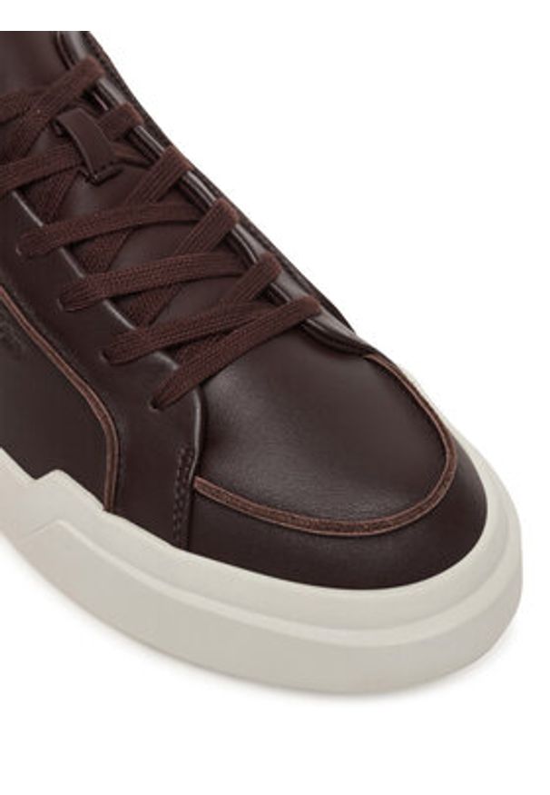 Calvin Klein Sneakersy Chunky Cupsole Lace Up Lth Pinch YM0YM01454 Bordowy. Kolor: czerwony. Materiał: skóra