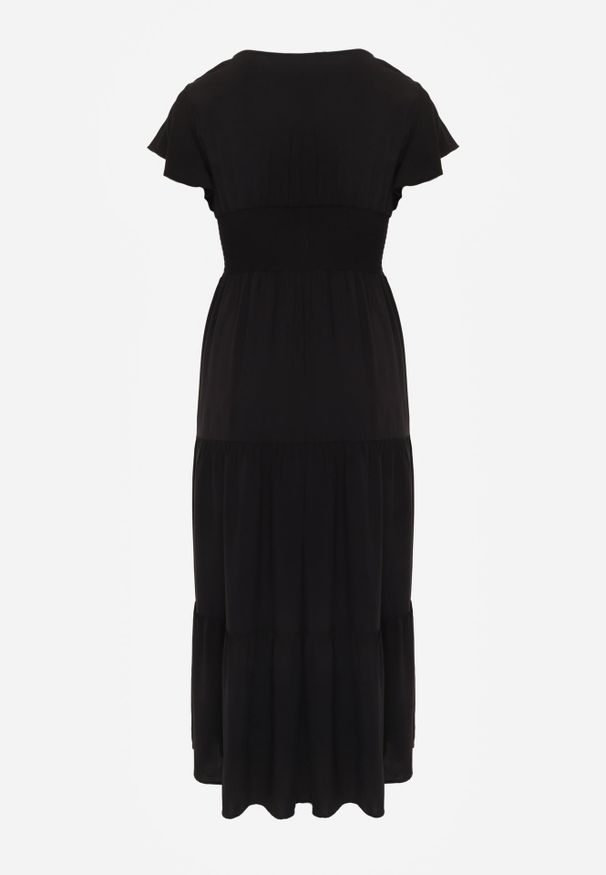 Renee - Czarna Sukienka z Wiskozy Lobsy. Okazja: na co dzień, na spacer. Kolor: czarny. Materiał: wiskoza. Długość rękawa: krótki rękaw. Wzór: aplikacja, gładki. Sezon: lato. Styl: casual. Długość: maxi