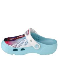 Buty do chodzenia niemowlęce Crocs Disney Frozen 2. Kolor: niebieski. Materiał: materiał, syntetyk. Wzór: motyw z bajki