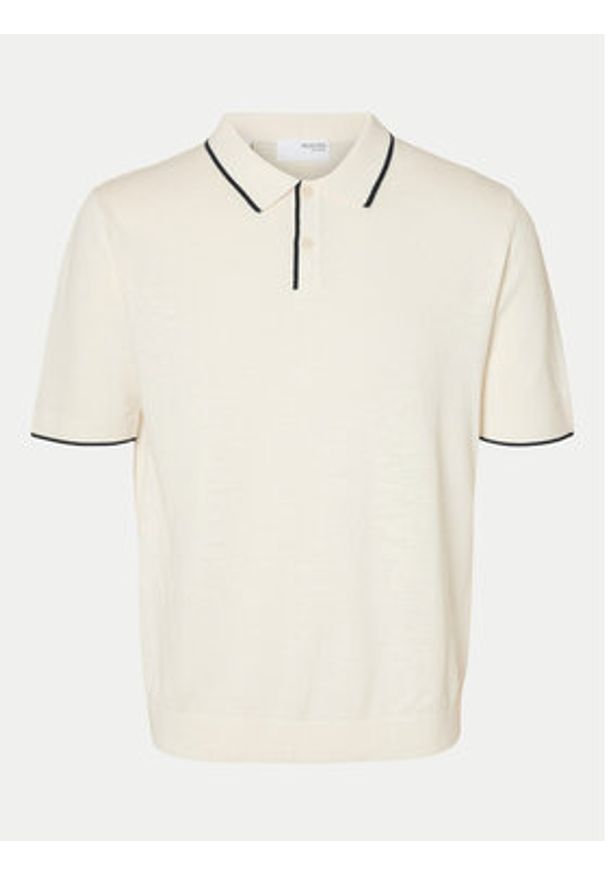 Selected Homme Sweter 16096391 Beżowy Regular Fit. Kolor: beżowy. Materiał: bawełna