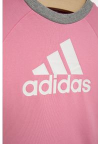 Adidas - adidas dres dziecięcy kolor różowy. Kolor: różowy. Materiał: dresówka #4