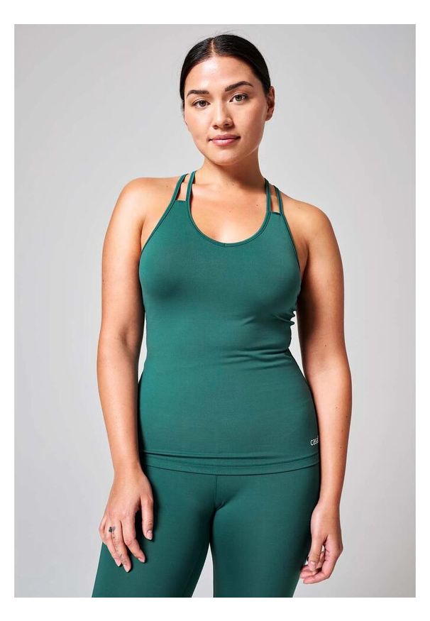 CASALL - Tank top treningowy damski Casall V-Neck Racerback. Kolor: zielony. Sport: joga i pilates