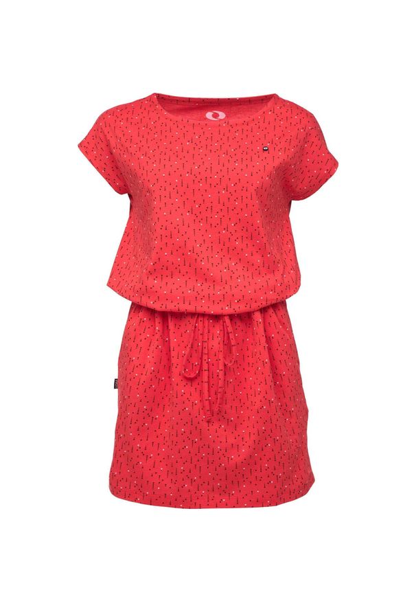 WOMEN'S HEALTH - Sukienka damska LOAP Baskela — 100% bawełna, Czerwona, XS. Kolor: czerwony. Materiał: bawełna. Wzór: nadruk. Sezon: lato. Typ sukienki: sportowe. Styl: sportowy