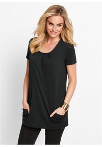 bonprix - Długi shirt z wiskozą. Kolor: czarny. Materiał: wiskoza. Długość: długie #1