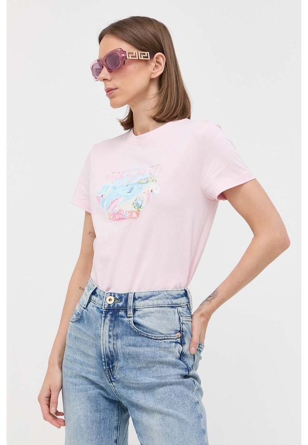 Miss Sixty t-shirt damski kolor różowy. Kolor: różowy. Materiał: dzianina. Styl: klasyczny