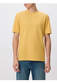 Reserved - Strukturalny t-shirt comfort fit - bursztynowy. Kolor: pomarańczowy. Materiał: bawełna, dzianina