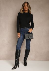 Renee - Czarny Sweter z Wełną ze Ściągaczami Furrive. Kolor: czarny. Materiał: wełna