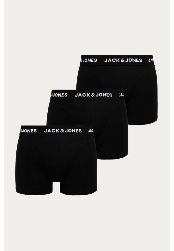 Jack & Jones - Bokserki (3-pack). Kolor: czarny. Materiał: bawełna, dzianina, elastan. Wzór: gładki, nadruk