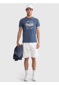 Big-Star - Koszulka męska bawełniana z nadrukiem niebieska Ratow 401. Okazja: na spacer, na plażę. Kolor: niebieski. Materiał: bawełna. Wzór: nadruk. Sezon: lato. Styl: klasyczny, wakacyjny #2