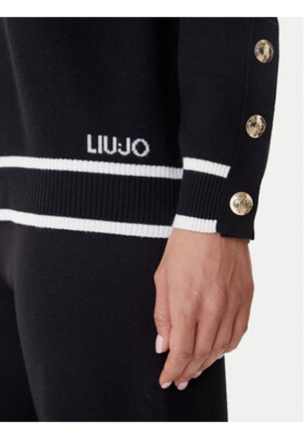 Liu Jo Sport Sweter TF5229 MS59L Czarny Regular Fit. Kolor: czarny. Materiał: syntetyk. Styl: sportowy