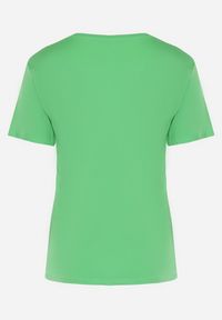 Born2be - Zielona Bluzka T-shirt z Elastycznej Bawełny Anellthia. Kolor: zielony. Materiał: bawełna #3