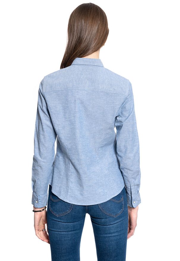 Lee - DAMSKA KOSZULA MATERIAŁOWA LEE SLIM WESTERN SHIRT SUMMER BLUE L45RHONJ 112110416. Materiał: materiał
