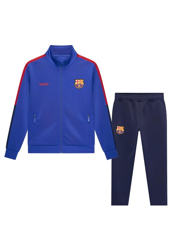 Dres treningowy FC Barcelona dla dzieci 25/26 - Granatowy. Okazja: na uczelnię. Kolor: niebieski. Materiał: dresówka. Styl: sportowy