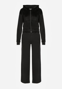 Renee - Czarny Komplet Dresowy z Welurowej Dzianiny Szerokie Spodnie i Krótka Bluza Avilti. Kolor: czarny. Materiał: welur, dzianina, dresówka #5