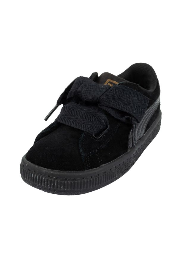 Puma - Dziecięce/niemowlęce Skórzane Buty Treningowe SNK Heart. Kolor: czarny. Materiał: skóra. Sport: turystyka piesza