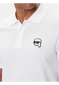 Karl Lagerfeld - KARL LAGERFELD Polo 745710 500224 Biały Regular Fit. Typ kołnierza: polo. Kolor: biały. Materiał: bawełna