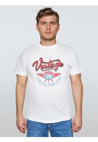 Big-Star - Koszulka męska z nadrukiem biała Merret 100. Okazja: na co dzień. Kolor: biały. Materiał: jeans, bawełna. Wzór: nadruk. Styl: casual