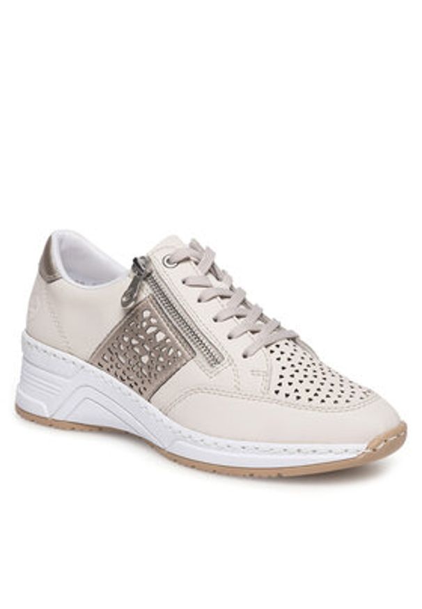 Rieker Sneakersy N4344-60 Écru. Materiał: skóra