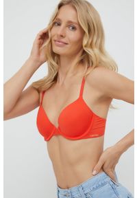 Calvin Klein Underwear biustonosz kolor czerwony gładki. Kolor: pomarańczowy. Rodzaj stanika: biustonosz z fiszbinami, odpinane ramiączka. Wzór: gładki #1