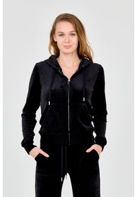 Juicy Couture - JUICY COUTURE Czarna damska bluza Robertson Hoodie, Rozmiar XS. Typ kołnierza: kaptur. Kolor: czarny