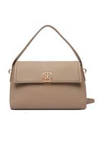 Calvin Klein Torebka Emblem Hw Pebble Shoulder Bag 25 LV04F3425G Beżowy. Kolor: beżowy. Materiał: skórzane #1