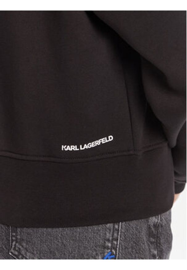 Karl Lagerfeld - KARL LAGERFELD Bluza A3W20053 Czarny Regular Fit. Typ kołnierza: dekolt w karo. Kolor: czarny. Materiał: bawełna