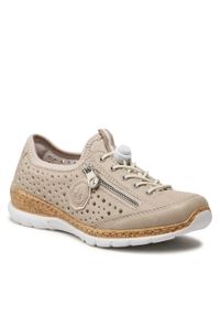 Sneakersy Rieker N42P6-62 Beige. Kolor: beżowy. Materiał: skóra