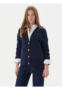 TOMMY HILFIGER - Tommy Hilfiger Kardigan WW0WW43089 Granatowy Regular Fit. Kolor: niebieski. Materiał: wełna