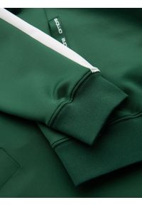 Ombre Clothing - Rozpinana męska bluza z kapturem i lampasami - ciemnozielona V7 - Rozmiar: M. Typ kołnierza: kaptur. Kolor: zielony. Materiał: guma, tkanina, dzianina, poliester, materiał. Wzór: gładki, aplikacja, nadruk. Styl: retro, sportowy #8