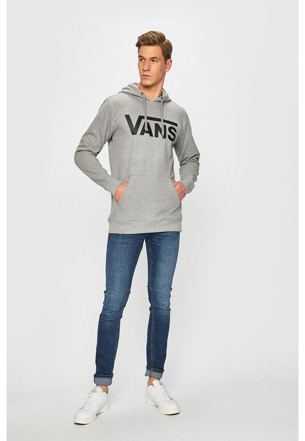 Vans - Bluza. Okazja: na co dzień. Typ kołnierza: kaptur. Kolor: szary. Materiał: dzianina. Wzór: nadruk. Styl: casual