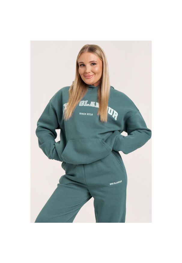 GYM GLAMOUR - Bluza fitness damska Gym Glamour college. Kolor: niebieski. Sport: fitness